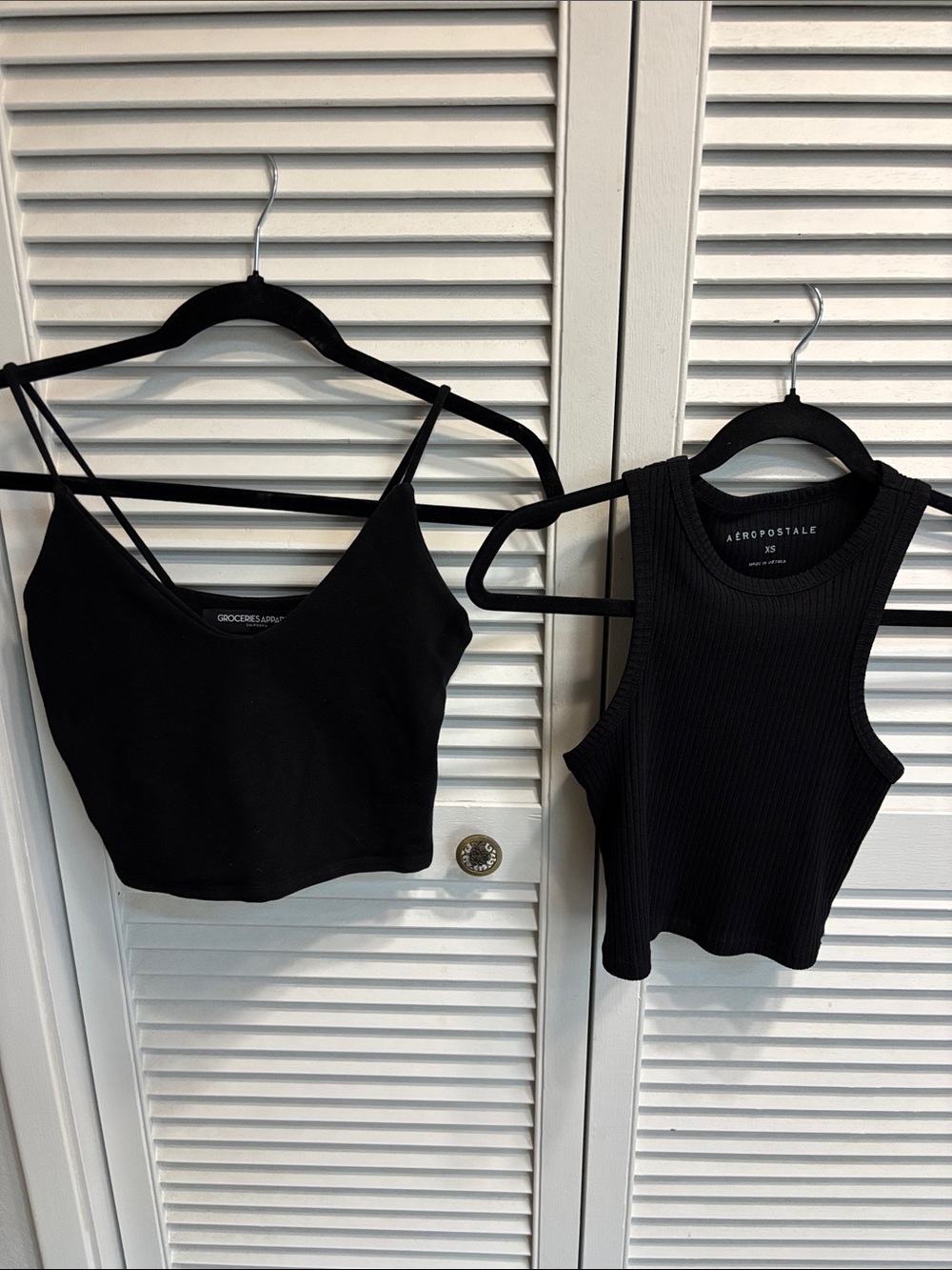 Aeropostale Black Ribbed Tank Crop Top and Groceries and apparel crop top - XS
